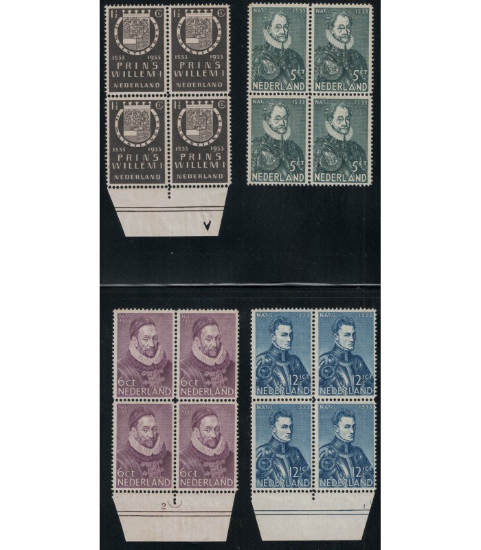 252 - 255 Herdenkingszegel (xx) blok van vier 252 - 255 Herdenkingszegel (xx) blok van vier