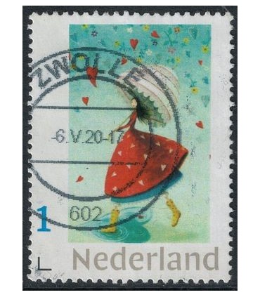 Vrouw met paraplu (o)