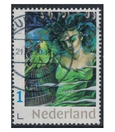 Vrouw met Pappegaai (o)