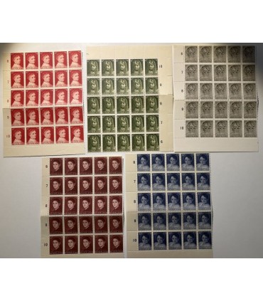 702 - 706 Kinderzegels (xx) vellen van 25 stuks