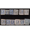 007 Koning Willem III (o) puntstempels 12 stuks