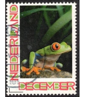 Kerstzegel groene kikker (o)