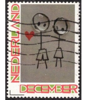 Kerstzegel twee poppetjes (o)