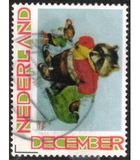 Kerstzegel dier met arrenslee (o)