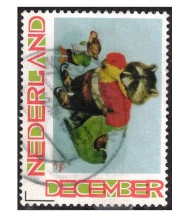 Kerstzegel dier met arrenslee (o)