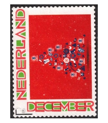 Kerstzegel kerstboom met goederen (o)