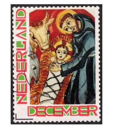Kerstzegel Jozef en Jezus (o)