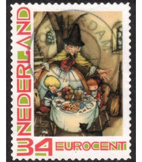 Kerstzegel gezellig tafereel Anton Pieck (o)